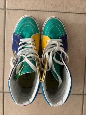 Vans Sesame Street High-Top Sneakers in Teal, Yellow & Blue